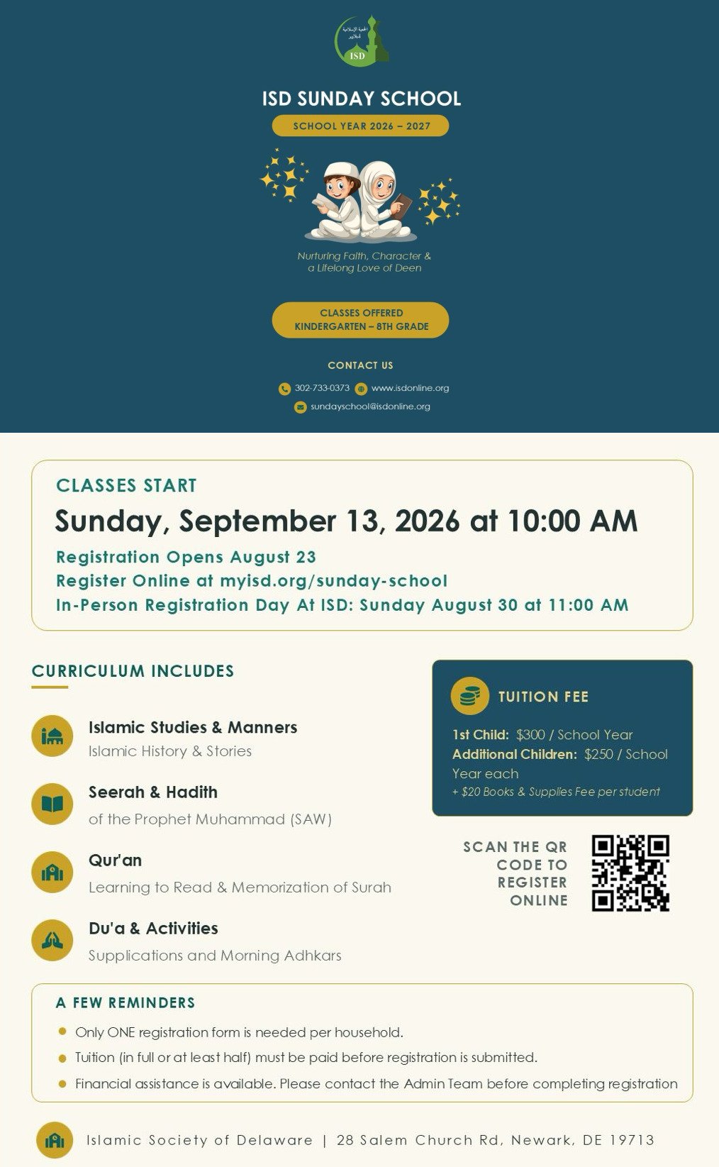 ISD Sunday School 2026-2027 registration